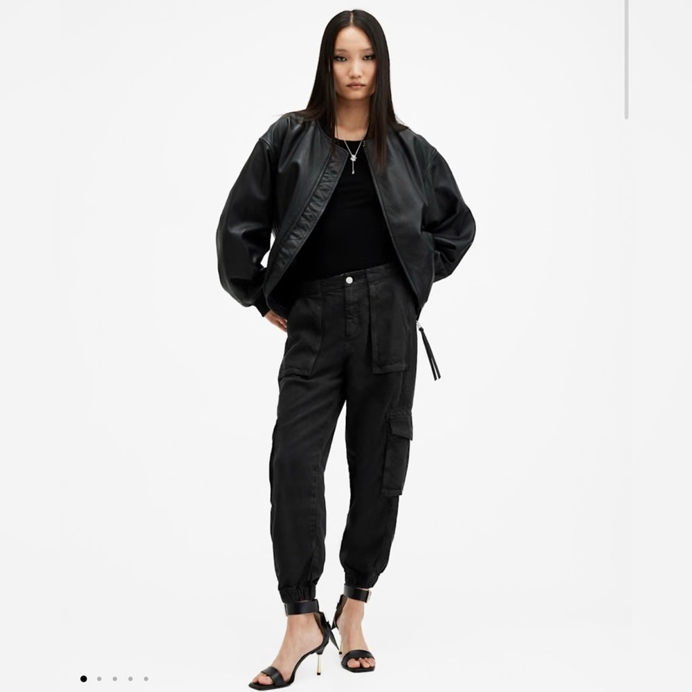 All Saints Freda Tapered Denim Cargo Pants